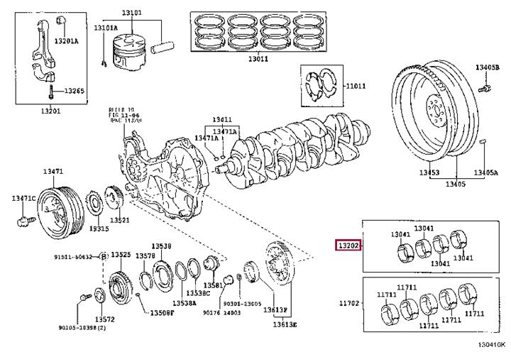 Big-end bearing ki Toyota 13204-30020