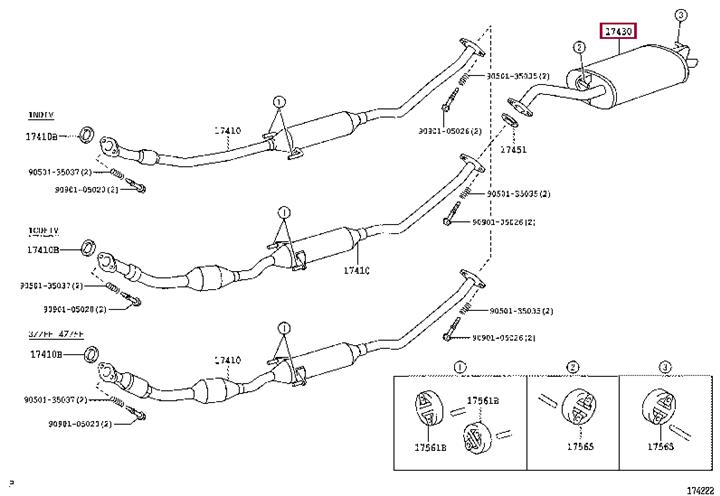 Toyota 17430-22450 End Silencer 1743022450