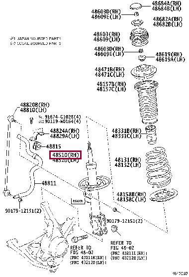 Toyota 48510-0D870 Front Right Suspension Shock Absorber 485100D870