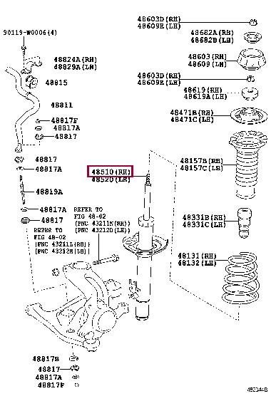 Toyota 48510-0H030 Front Right Suspension Shock Absorber 485100H030