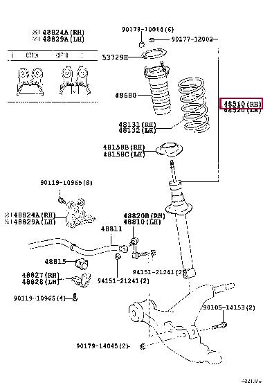 Toyota 48510-80463 Front Right Suspension Shock Absorber 4851080463 4851080463 Toyota Front Right Suspension Shock Absorber