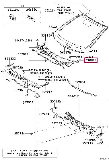 SEAL, FR FENDER TO Toyota 53867-33060