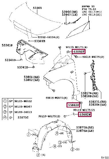 Toyota 53882-33060 SEAL FR FENDER 5388233060