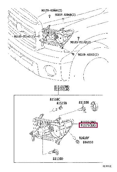 811700C051 Toyota Headlight left