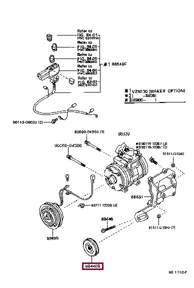 Idler tensioner pulley Toyota Liteace: 8844035040 Toyota DRIVE BELT IDLER