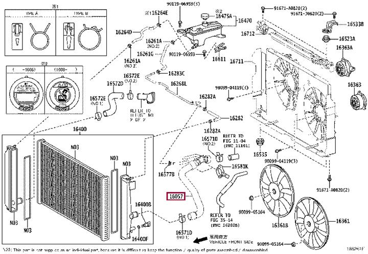 Car coolant pipe Toyota Rav 4: 1605736021 Toyota Coolant hose
