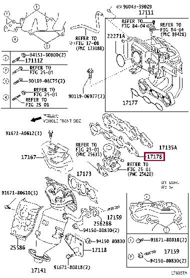 Toyota 17178-40020 Gasket, intake manifold 1717840020