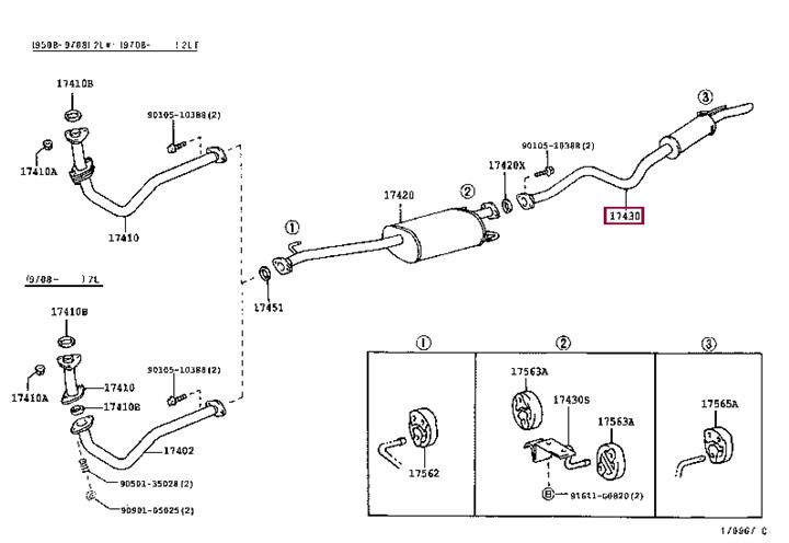 Exhaust muffler Toyota Hiace: 174305B781 Toyota End Silencer