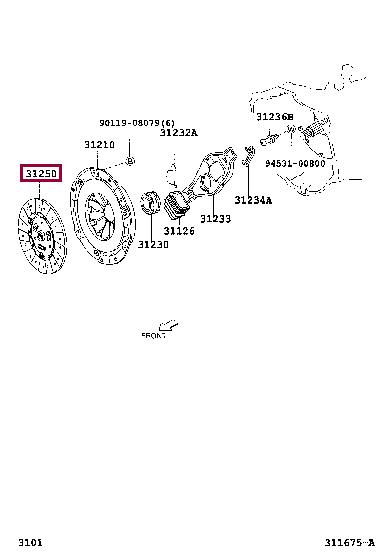 Toyota 31250-BZ080 Clutch disc 31250BZ080 31250BZ080 Toyota Clutch disc