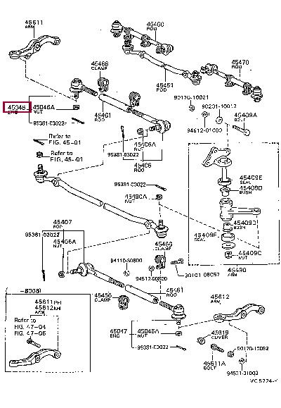 Toyota 45046-29125 Tie rod end outer 4504629125