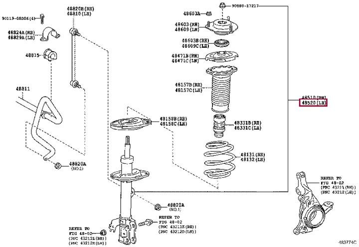 Toyota 48520-09895 Front Left Suspension Shock Absorber 4852009895