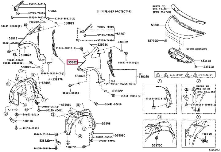 Toyota 53802-74020 Fender sub-assy, front lh 5380274020 5380274020 Toyota Fender sub-assy, front lh