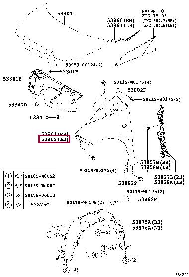 Toyota 53812-0H030 Fender sub-assy, front lh 538120H030 538120H030 Toyota Fender sub-assy, front lh