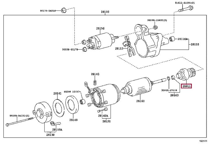 2801123030 Toyota Freewheel gear, starter