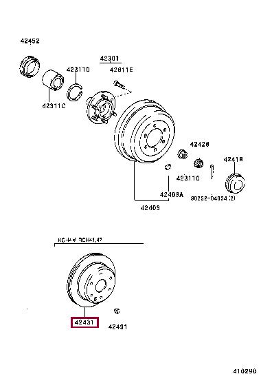 Toyota 42431-26160 Rear brake disc 4243126160