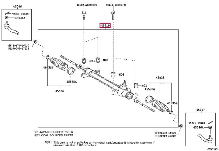 Toyota 45510-02171 Gear assy, steering 4551002171 4551002171 Toyota Gear assy, steering