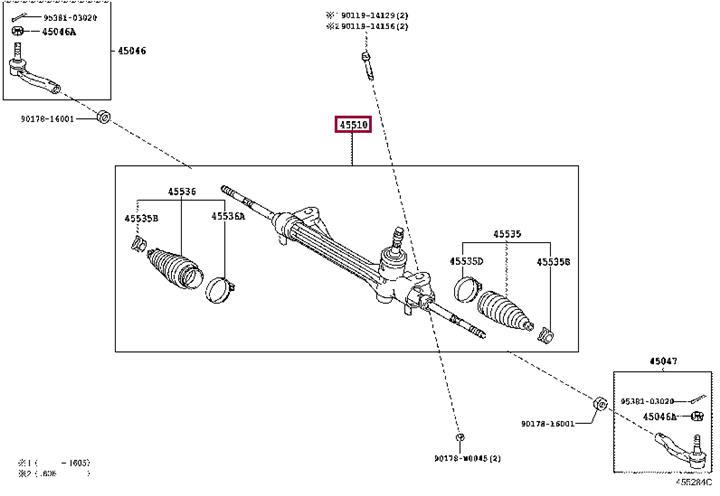 455100F071 Toyota Gear assy, steering