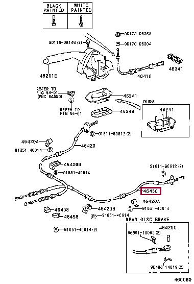 Toyota 46430-12290 Cable Pull, parking brake 4643012290