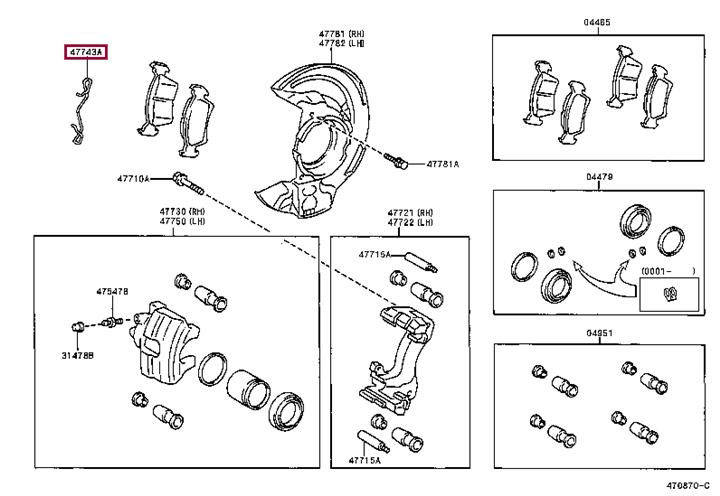 Toyota 47748-05010 Mounting kit brake pads 4774805010