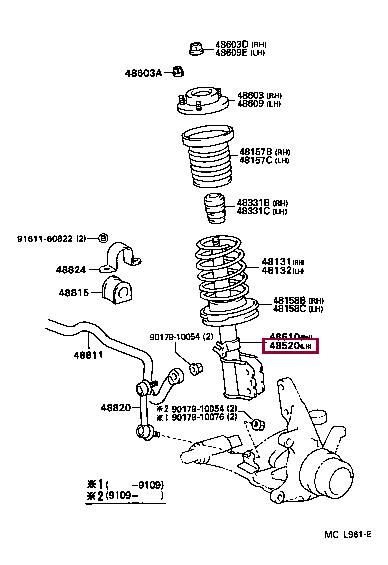 Toyota 48520-39095 Shock absorber strut front left gas oil 4852039095