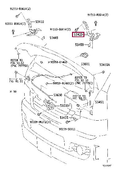 5342026040 Toyota Hood hinge