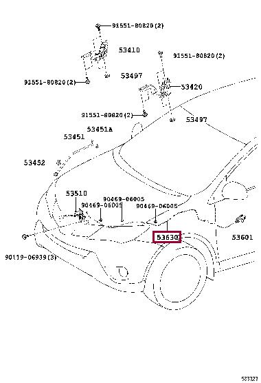 5363042110 Toyota Cable hood