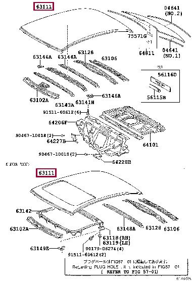6311130620 Toyota Roof