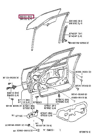 681011A400 Toyota Glass side window