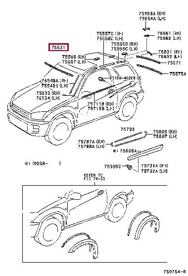 7553142010 Toyota Window glass seal