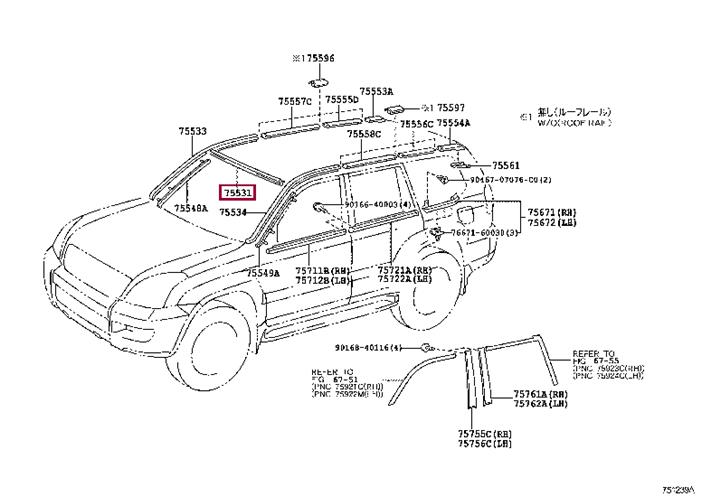 7553160040 Toyota Window glass seal