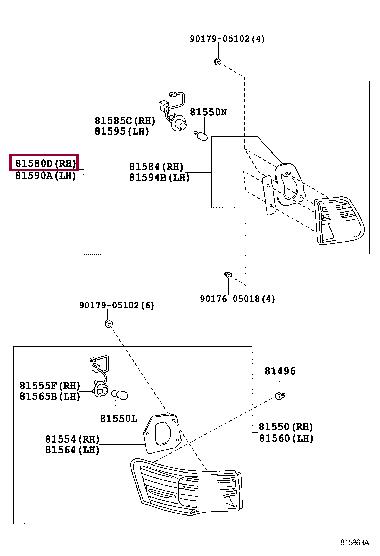 Tail lamp right Toyota 81580-05130