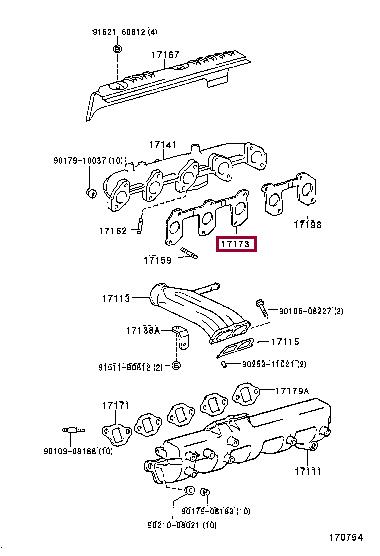 Toyota 17173-17010 Exhaust manifold dichtung 1717317010