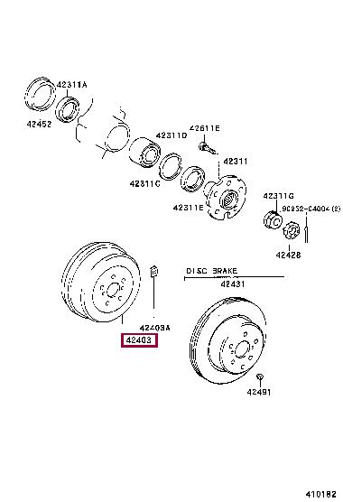 Toyota 42431-28050 Brake drum 4243128050