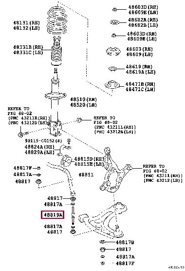 Toyota 48821-52040 Auto part 4882152040