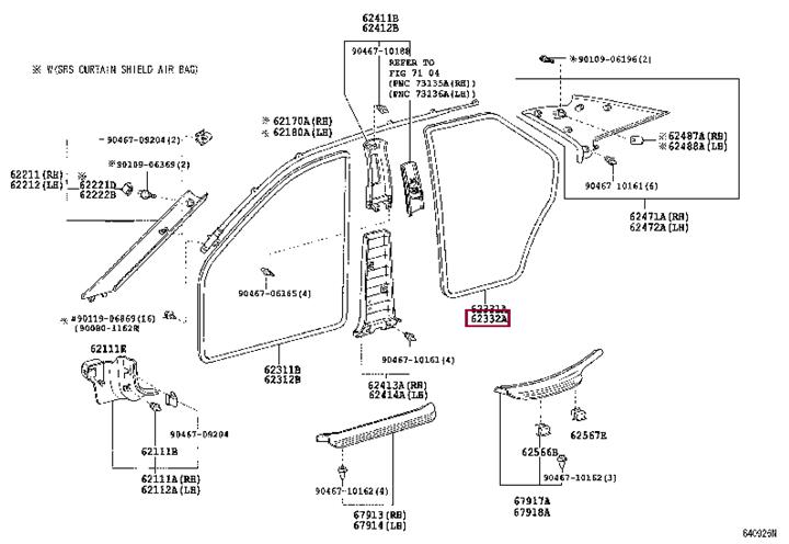 6233233070B1 Toyota Door seal