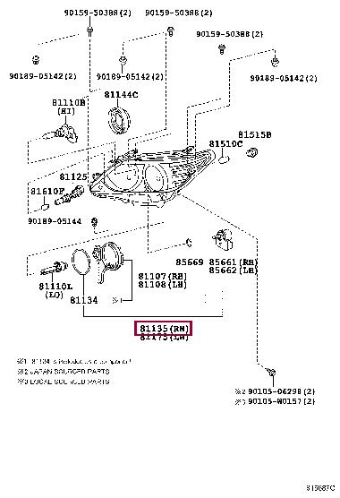 8114533801 Toyota Headlamp