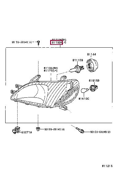 Toyota 81150-52190 HEADLAMP ASSY, LH 8115052190 8115052190 Toyota HEADLAMP ASSY, LH