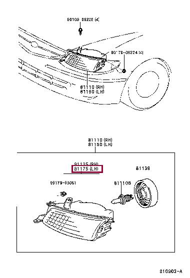 Toyota 81170-06050 UNIT ASSY, HEADLAMP, 8117006050 8117006050 Toyota UNIT ASSY, HEADLAMP,