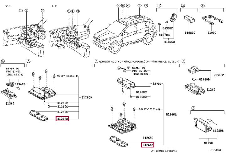 8126642010 Toyota LENS, MAP LAMP, NO.2