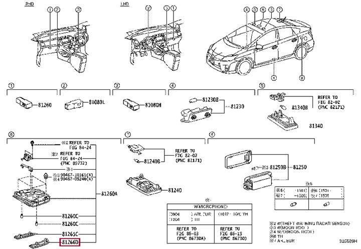 8126647070 Toyota LENS, MAP LAMP, NO.2