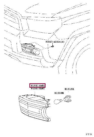 8151135340 Toyota LENS & BODY, FR TURN