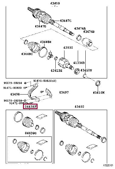 Toyota 04427-74040 Boot kit, front drive shaft, in outboard, rh 0442774040