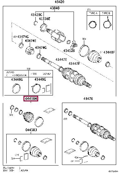 Toyota 04428-33100 Boot kit, front drive shaft, in outboard, lh 0442833100