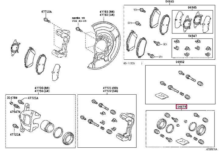 Toyota 04478-02320 Repair Kit, brake caliper 0447802320