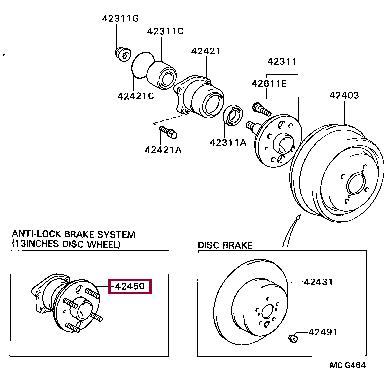 Toyota 42450-20070 Wheel bearing kit 4245020070