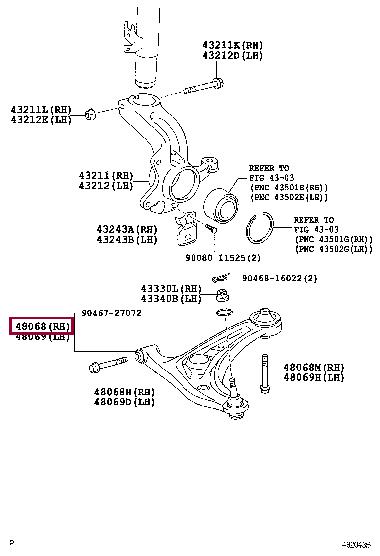 Toyota 48068-0H010 Track Control Arm 480680H010