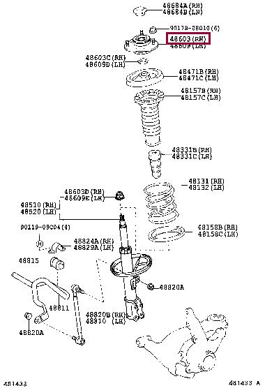 Toyota 48609-13010 Strut bearing with bearing kit 4860913010