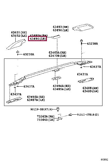 6349660090 Toyota COVER, ROOF RACK