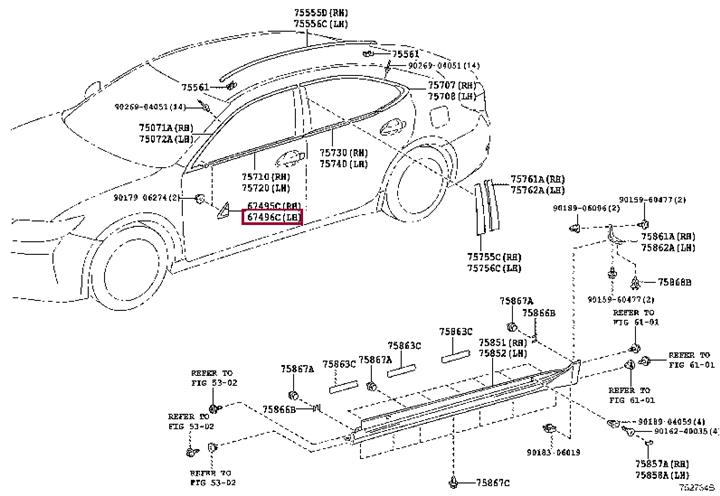 6749633020 Toyota COVER, FR DOOR FR LW