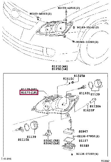 81170AC060 Toyota Headlamp